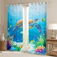 thumbnail image 2 of Erosebridal Teenager Sea Turtle Curtains for Living Room,Underwater World 30%-50% Blackout Curtains Set of 2 (38x45),Curtains Pack of 2 (38x45),Sealife Room Decorative, 2 of 6