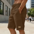 thumbnail image 4 of JUUYY Mens Shorts Casual Elastic Waist Drawstring Straight Roll-Up Hem Shorts Loose Lightweight Summer Beach Shorts with Pocket Brown S, 4 of 6