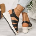 thumbnail image 5 of HomeDM Womens Wedge Sandals Comfort Platform Open Toe Ankle Strap Summer Casual Beach Sandals, Black Size 6.5, 5 of 9