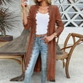 thumbnail image 5 of Atogsazn Women's Knitted Long Cardigans Tops Lace Flowy Long Sleeve Blouse Open Front Lightweight Outfit Shirts Brown M, 5 of 9
