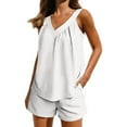 thumbnail image 2 of YABCSAZ Oversized T-shirts Set for Women Sleeveless V/Round Neck Sleepwear Casual Loose Fit Tank Tops and Bermuda Wide Leg Shorts 2 Piece Outfits Sweatsuit Homewear Summer Lounge Sets, 2 of 7