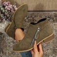 thumbnail image 2 of Womens Boots Low Heel Round Toe Ankle Short Boots with Side Zipper Women's Fashion Casual Versatile Warm Fall Winter Shoes Army Green 8.5, 2 of 10