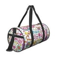 thumbnail image 3 of Xecao Peace Love and Dove Flower Power print Round Travel Duffel Bag is a foldable gym bag with an inner pocket, perfect for travel sports, 3 of 8