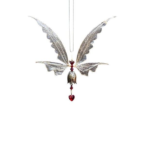 Campanilla De Viento Colgante De Cristal Ángel Volador Mariposa Ala Suncatcher Hermoso Decorativo Atractivo Colgante De Metal Impermeable Para Jardín Patio Coche Balcón Hogar Ornamento Minnieouse HA026468-02