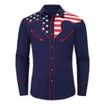 thumbnail image 5 of Mens American Flag Shirt Patriotic Western Cowboy Shirt Print Independence Day Casual Summer Tee Tops XXL, 5 of 5