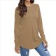 thumbnail image 3 of Blusas de Otoño de Moda para Mujer, Camisas de Larga Extragrandes con Agujeros para los Pulgares, Ropa Informal de Cuello Redondo, Corte Holgado, Ropa de Moda. Camello L, 3 of 7