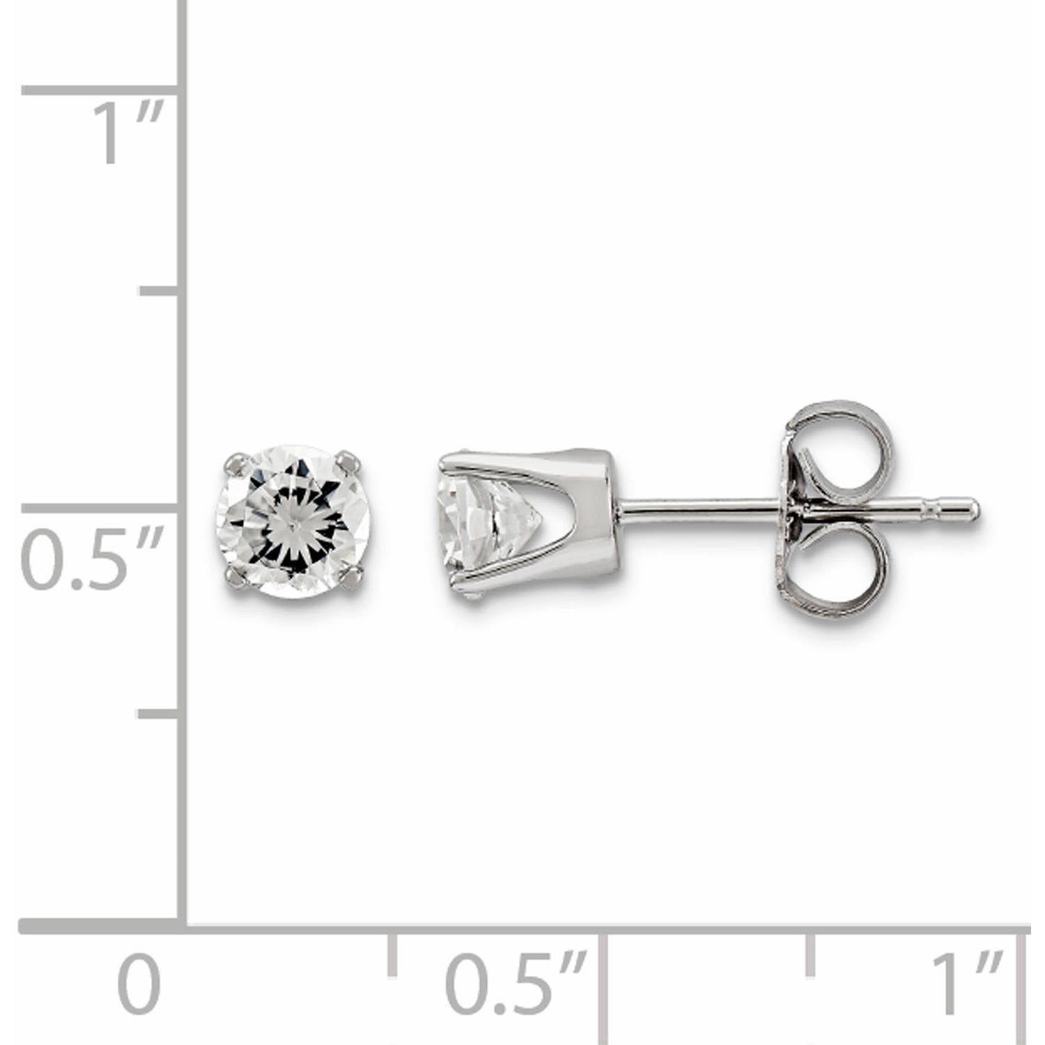 Primal Gold 14 Karat White Gold 4mm Cubic Zirconia Stud Earrings