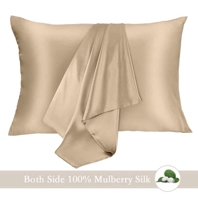 Funda de almohada 100 % seda morera para cabello y piel, paquete de 2, seda natural por ambos lados, 16 momme, grado 6A, suave, transpirable, suave, color blanco.