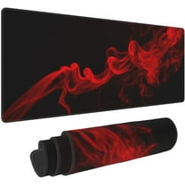 Large Mouse Pad Gaming with Stitched Edges, Extra Big Mousepad Non-Slip Base XXL Long Desk Mat for Gamer, Office & Home, 31.5 x 11.8 in,Marble Desk Accessories-Green Marble (Red and Black)