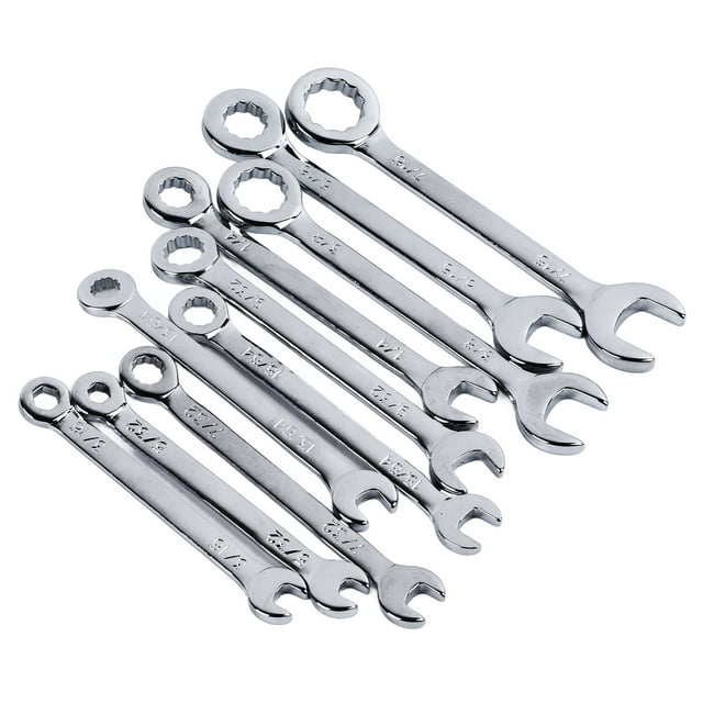 Mini Wrench Set, Steel Mini Combination Wrench Set 10PCS Portable Inch Size for Assembling Furniture