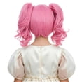 thumbnail image 2 of Peluca rosa para ni&ntilde;os con dos colas de caballo, peluca corta rosa recta con flequillo para ni&ntilde;os, peluca sint&eacute;tica resistente al calor con gorro de peluca, 2 of 6