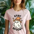 thumbnail image 5 of Stay Spooky Graphic Tee Cute Ghost Witch Hat Cartoon Shirt, Gold, Size M, 5 of 6