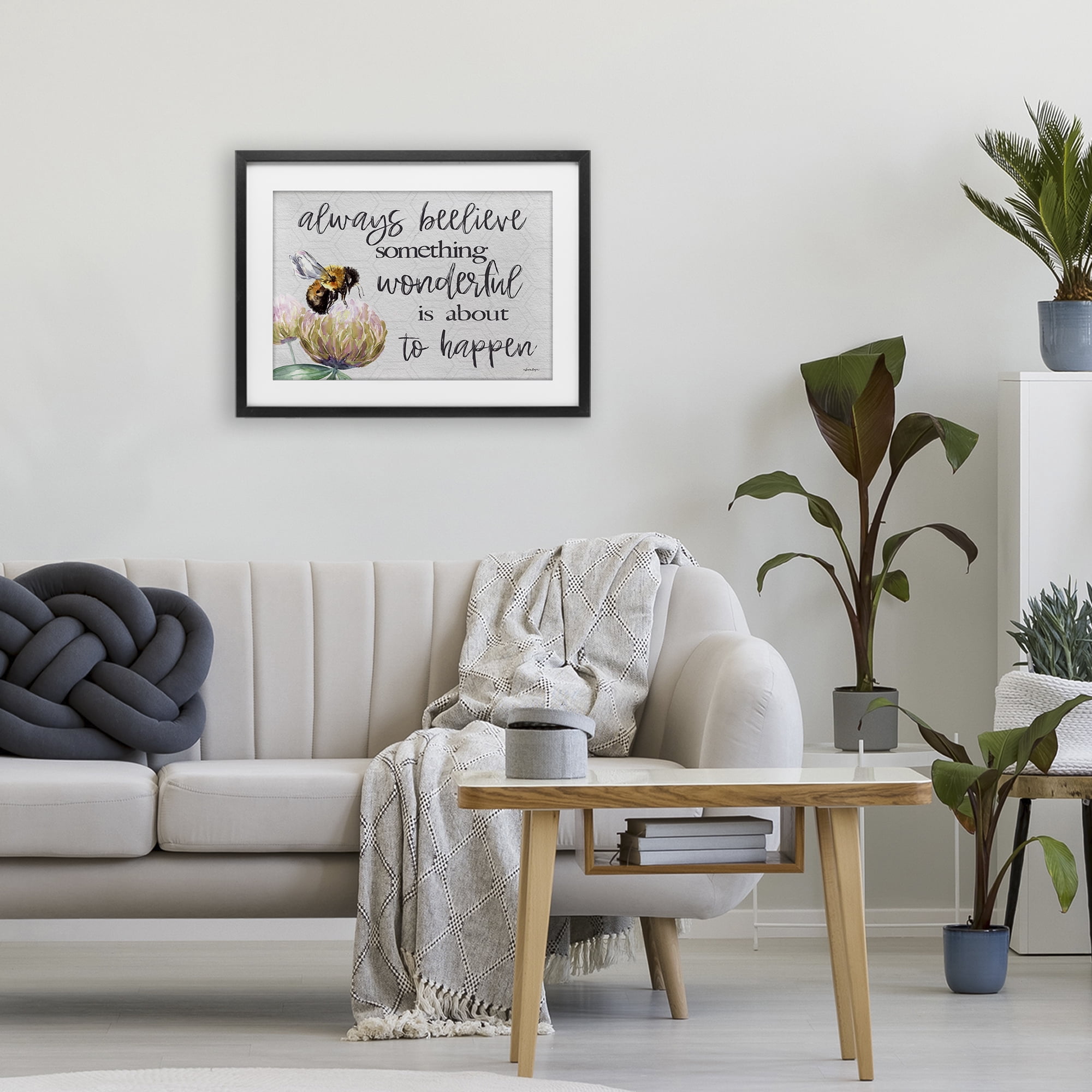 Stupell Industries Always Believe Something Wonderful Black Framed Print Under Glass, design by Susie Boyer