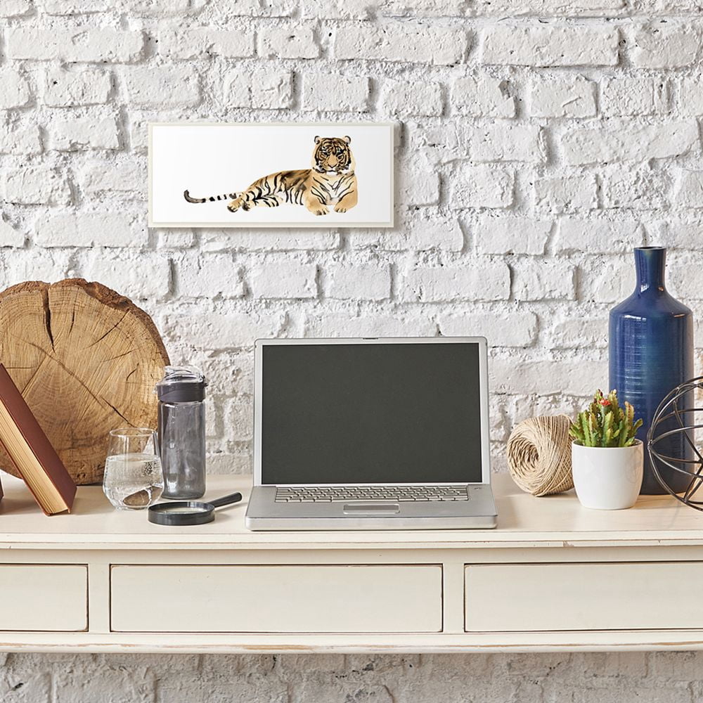 Stupell Industries Tiger Resting Orange Ink Watercolor Painting Wall Plaque by Victoria Borges