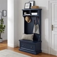 thumbnail image 2 of Crosley Furniture Shoreline Coastal Wooden Hall Tree in Navy, 2 of 12