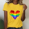 thumbnail image 2 of PVCS Womens Tops Women's Festival Colorful Heart Shaped Printed Round Neck Short Sleeved Top, 2 of 8