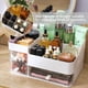 thumbnail image 3 of Organizador de maquillaje blanco con 3 cajones, almacenamiento de plástico para el cuidado de la piel y cosméticos para encimera de tocador, organización de perfumes y encimeras, 3 of 5