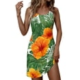 thumbnail image 2 of Summer Dresses for Women 2026 Beach Loose Casual A Line Dress Sleeveless V-Neck Sundress with Pockets Tropical Hawaiian Printed Light Green 2XL, 2 of 4