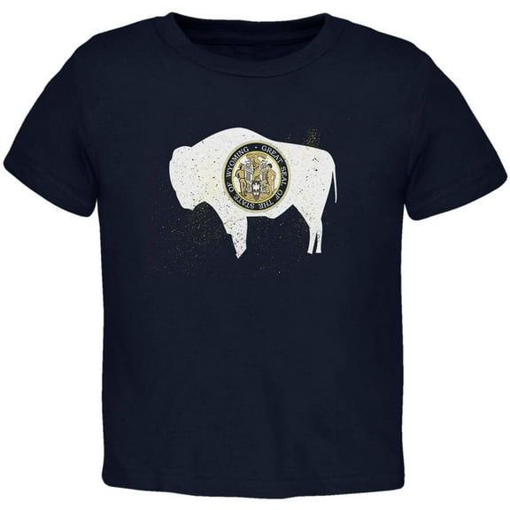 Born and Raised Wyoming State Flag Toddler T Shirt Navy 3T