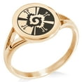 thumbnail image 1 of Stainless Steel Mayan Hunab Ku Rune Minimalist Oval Top Polished Statement Signet Ring, 1 of 1