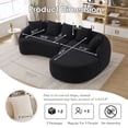 thumbnail image 4 of HUTWIFE Home Modern Luxury Chenille Foam Reclining Curved Sofa with L-Shape Chaise with Throw Pillows, Black, 4 of 9