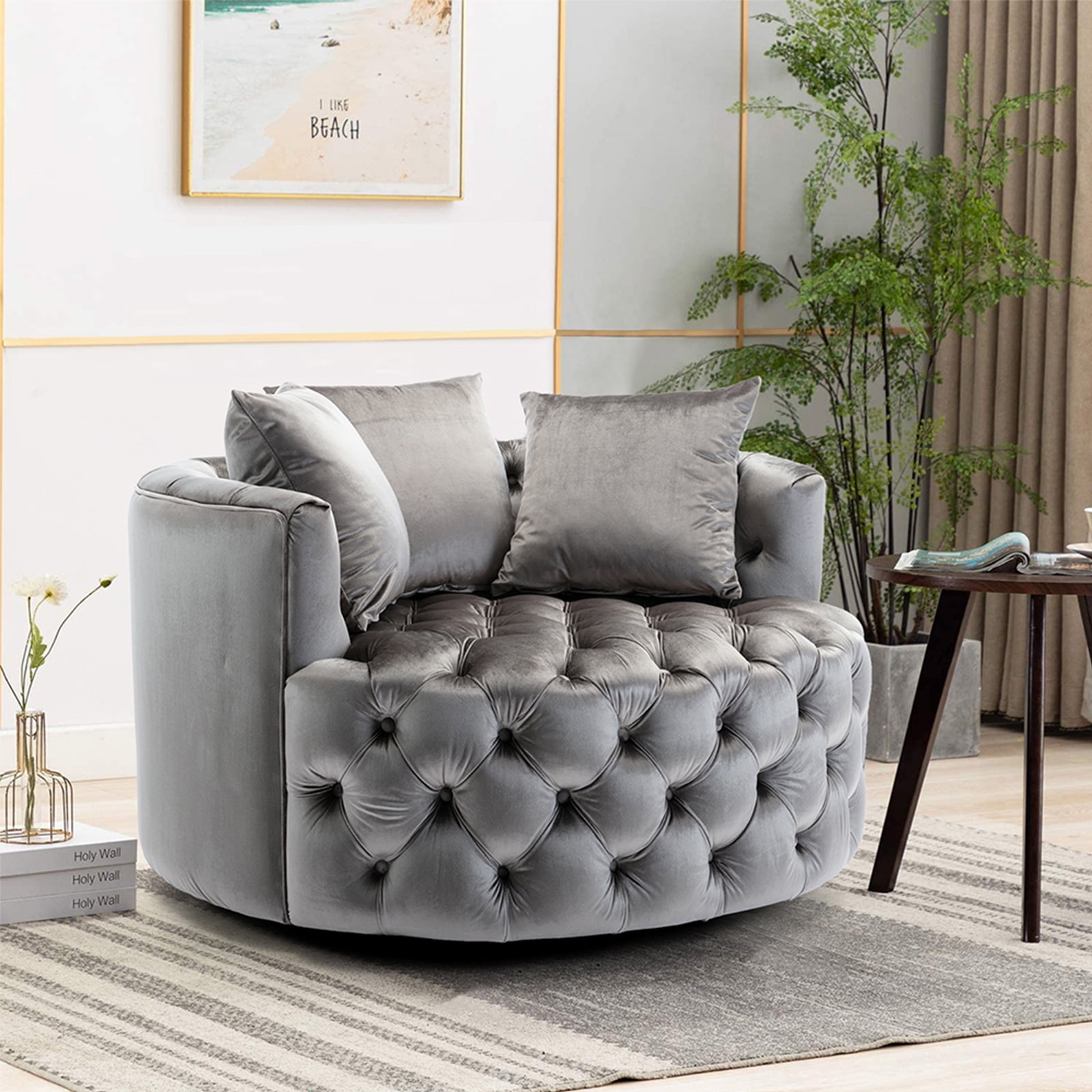 Pannow Modern Leisure Chair Accent Chair For Living Room Bedroom Velvet Fiber Furniture Stores Near Me Grey Walmart Com Walmart Com