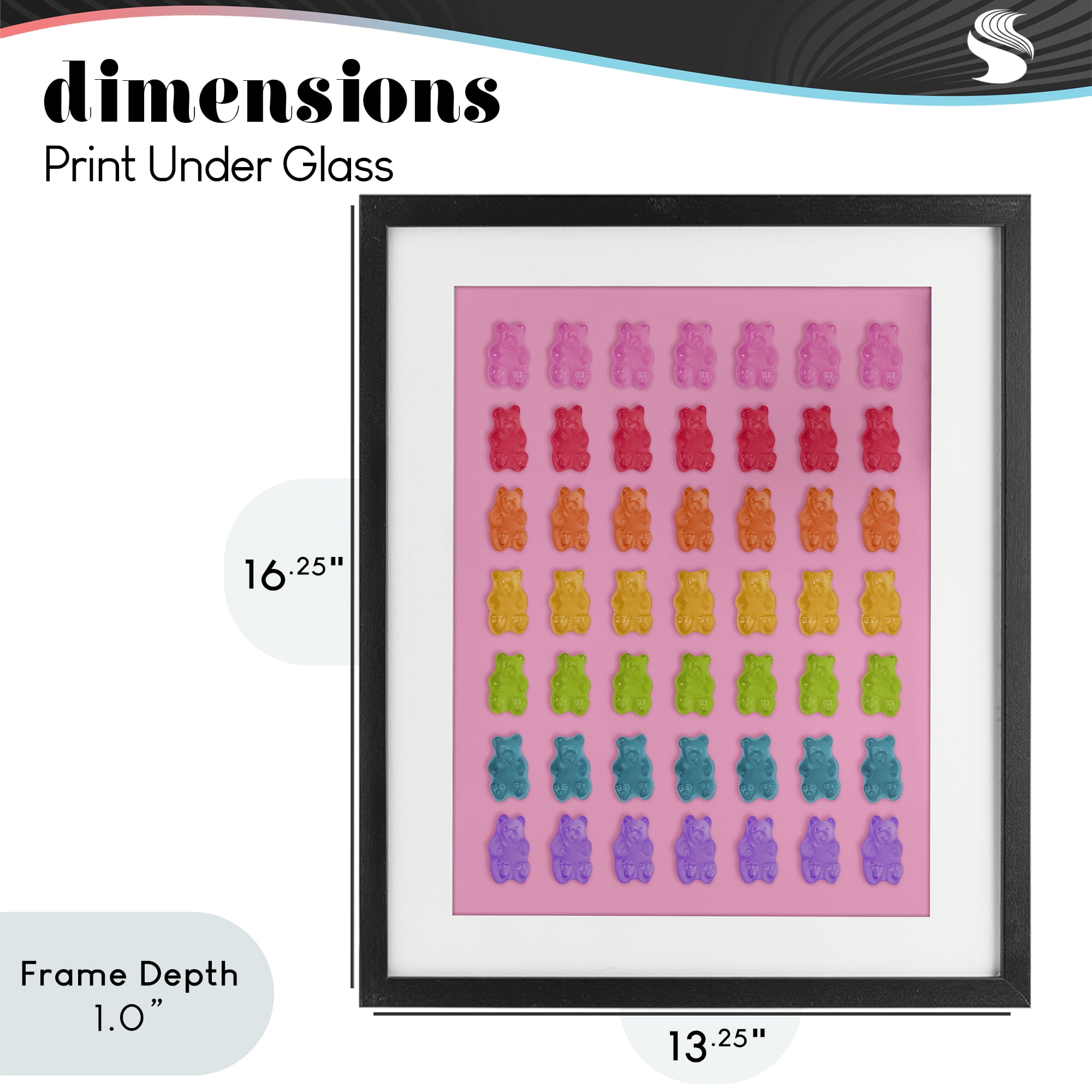 Stupell Industries Rainbow Candy Bears on Pink Black Framed Print Under Glass, design by LISH Creative