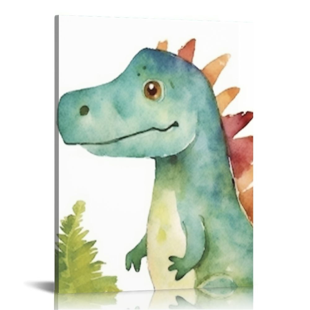 Dinosaur Wall Decor, Dinosaur Wall Art, Bedroom Nursery Kids Room Boys Room Baby Room Playroom Canvas Print Poster Pictures Teens Toddlers Cute Watercolor Dino Animal Themed 16x20in
