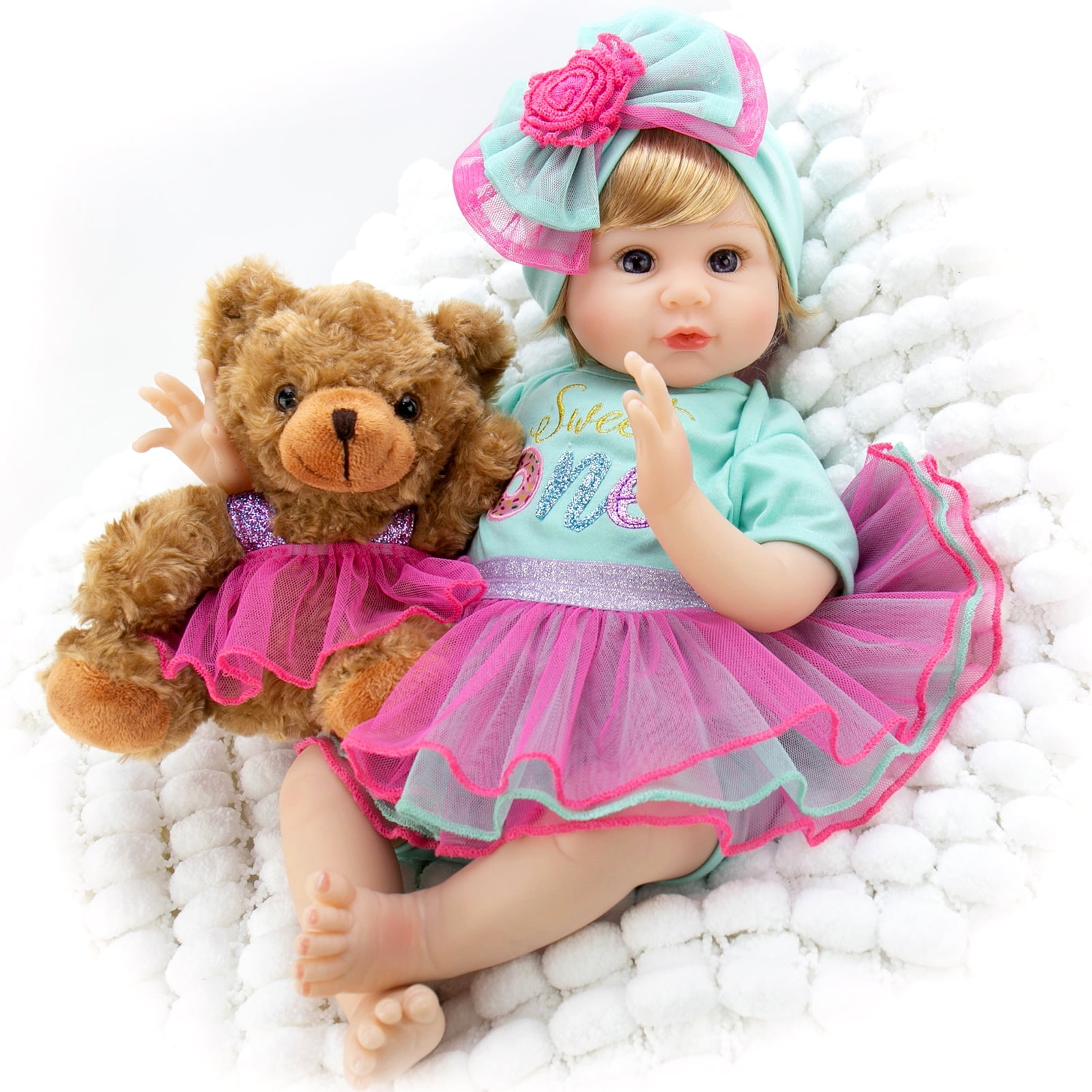 Realistic Newborn Baby Dolls 22 inch Lifelike Weighted Cloth Body Baby Dolls Girl with Duck Toy & Gift Box Milidool Reborn Baby Dolls 