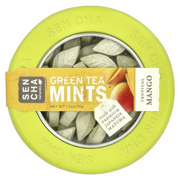Sencha Naturals Green Tea Mints, Tropical Mango, 1.2 Ounce Canister