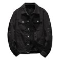 thumbnail image 1 of Mens Spring And Autumn Leisure Buckle Lapel Denim Jcket Coat Top Blouse, 1 of 2