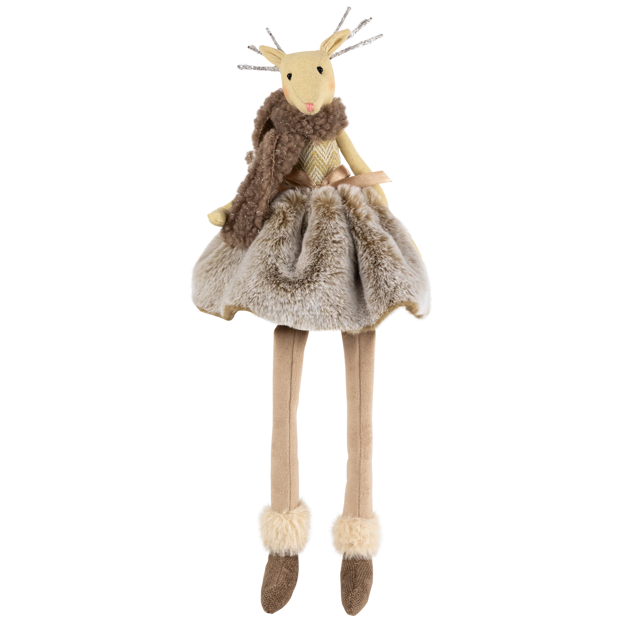 Northlight Sitting Reindeer Girl with Dangling Legs Christmas Figure - 18"