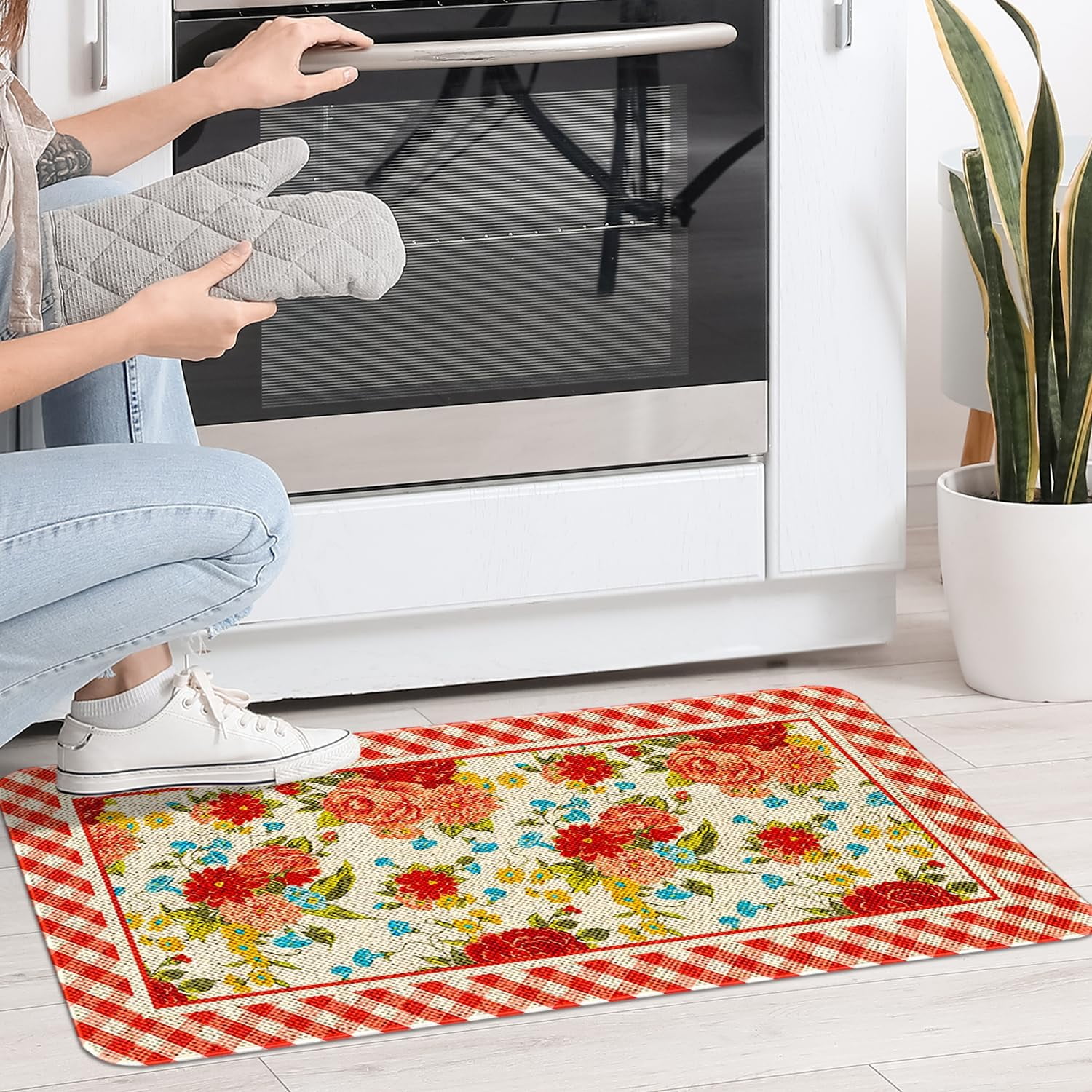 Flower Design Bathroom Rugs, Extra Soft and Absorbent Microfiber Pioneer Flower Woman Bath Mat, Non-Slip, Quick Dry Shaggy Bath Carpet, Suitable for Bathroom Floor, Tub, Shower 17x30 Inch