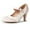 Pink Cream PU, variant on Kym Mary Jane Shoes Women Oxford Pumps, Retro Vintage Round Toe Ankle Strap Women Shoes