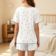 thumbnail image 5 of WRKEKC Summer Pajama Set for Women Floral Printed Top with Solid Shorts 2 Piece Sleep Set Loungewear Pajamas Home Wear, 5 of 6