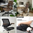 thumbnail image 2 of FKELYI Office Chair Cover with Removable Armrest Cover American Tribal Brown Geometric Print Swivel Chair Slipcover 3 Pcs Set Anti-Dust Armchair Protector, Large, 2 of 6