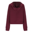 thumbnail image 4 of Solid Color Cropped Hoodies for Women Oversize Fit Autumn Sweatshirt Zipped Closure Zip-up Hoodie Streetwear with Pockets Gym Workout Athleisure Casual Essentials, 4 of 5