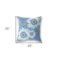 thumbnail image 4 of 20" Blue White Sunflower Indoor Outdoor Zippered Throw Pillow, 4 of 4