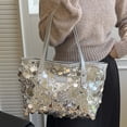 thumbnail image 2 of Sparkly Purses for Women, Women's Totes Bags with Zipper and Leather Handle, Trendy Glitter Purses for Women, 2 of 5