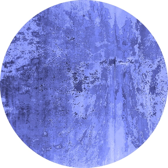 Ahgly Company Machine Washable Indoor Round Oriental Blue Industrial Area Rugs, 4' Round