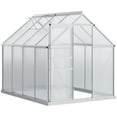 thumbnail image 3 of Outsunny 8.3' x 6.2' x 6.5' Polycarbonate Greenhouse, Heavy Duty Outdoor Aluminum Walk-in Green House Kit with Vent, Gutter & Door, Silver, 3 of 10