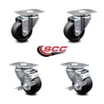 thumbnail image 2 of 3.5 Inch Soft Rubber Wheel Swivel Top Plate Caster Set with 2 Brakes SCC, 2 of 2