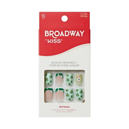 Broadway by KISS Press On Nails, ‘Dazzling Muse’, Green, Short Squoval, 28 Count