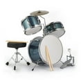 thumbnail image 3 of 14"x10" 3-Pieces Junior Kids Drum Set Kit Pedal Drum Stick Wrench Drum Stool Sky Blue, 3 of 12