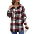 thumbnail image 4 of UVN Flannel Plaid Shirts for Women Shacket Jacket Long Sleeve Button Down Shirt Coats Top, 4 of 9
