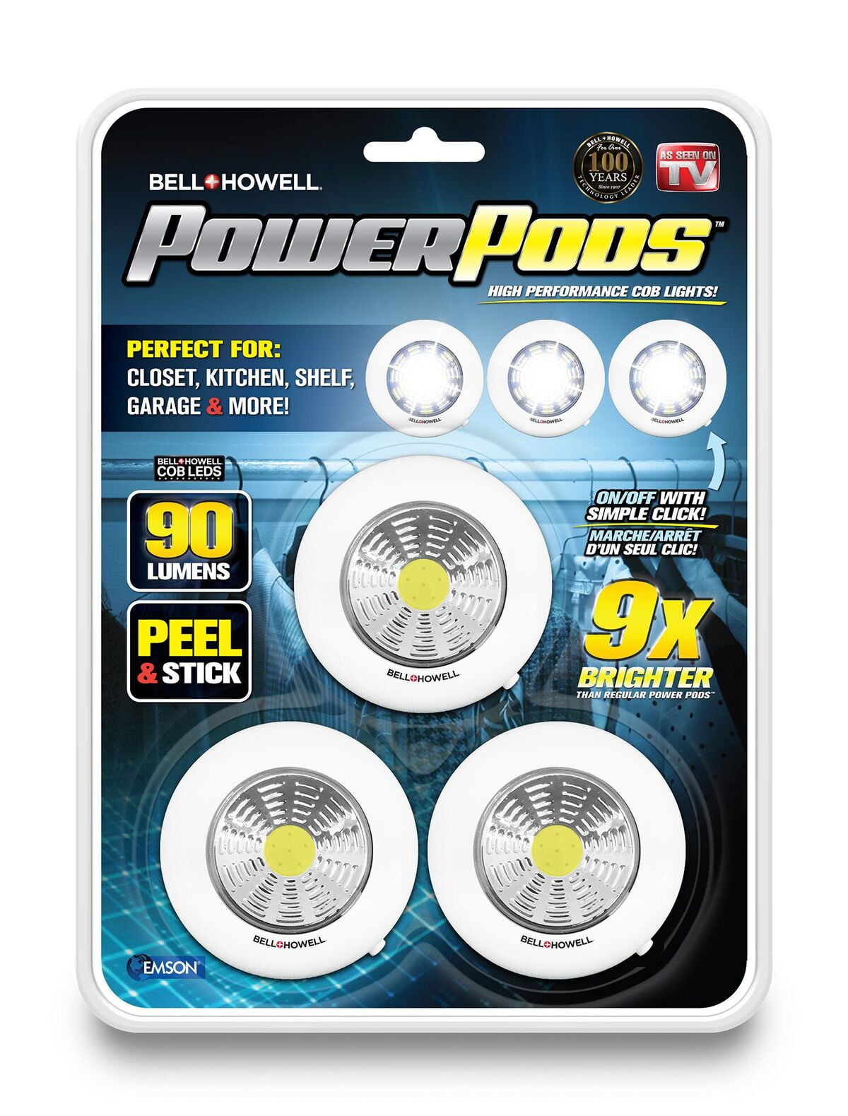 Bell + Howell Power Pods High Performance Mini COB LED Lights, As