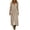 Khaki, variant on Women's Linen Cotton V-Neck Dress Button Front 3/4 Sleeve Loose Casual Dresses Flowy Beach Sundress with Pockets,XXL,Khaki