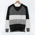 thumbnail image 4 of Kddylitq Womens Sweaters Under $10 Color Block Striped Cardigan/pullover Drawstring Knit Hooded Long Sleeve Clothes To Wear V Neck Crewneck Sweatshirts for Women Black 3XL, 4 of 6