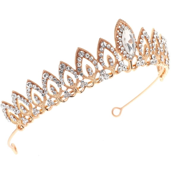ifundom Elegant Rhinestone Princess Headpiece for Women, Golden Hair Accessory, 1 Pack, Perfect for Weddings and Parties
