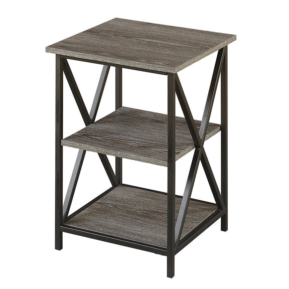 Pemberly Row Three-Tier Transitional Wood End Table in Weathered Gray